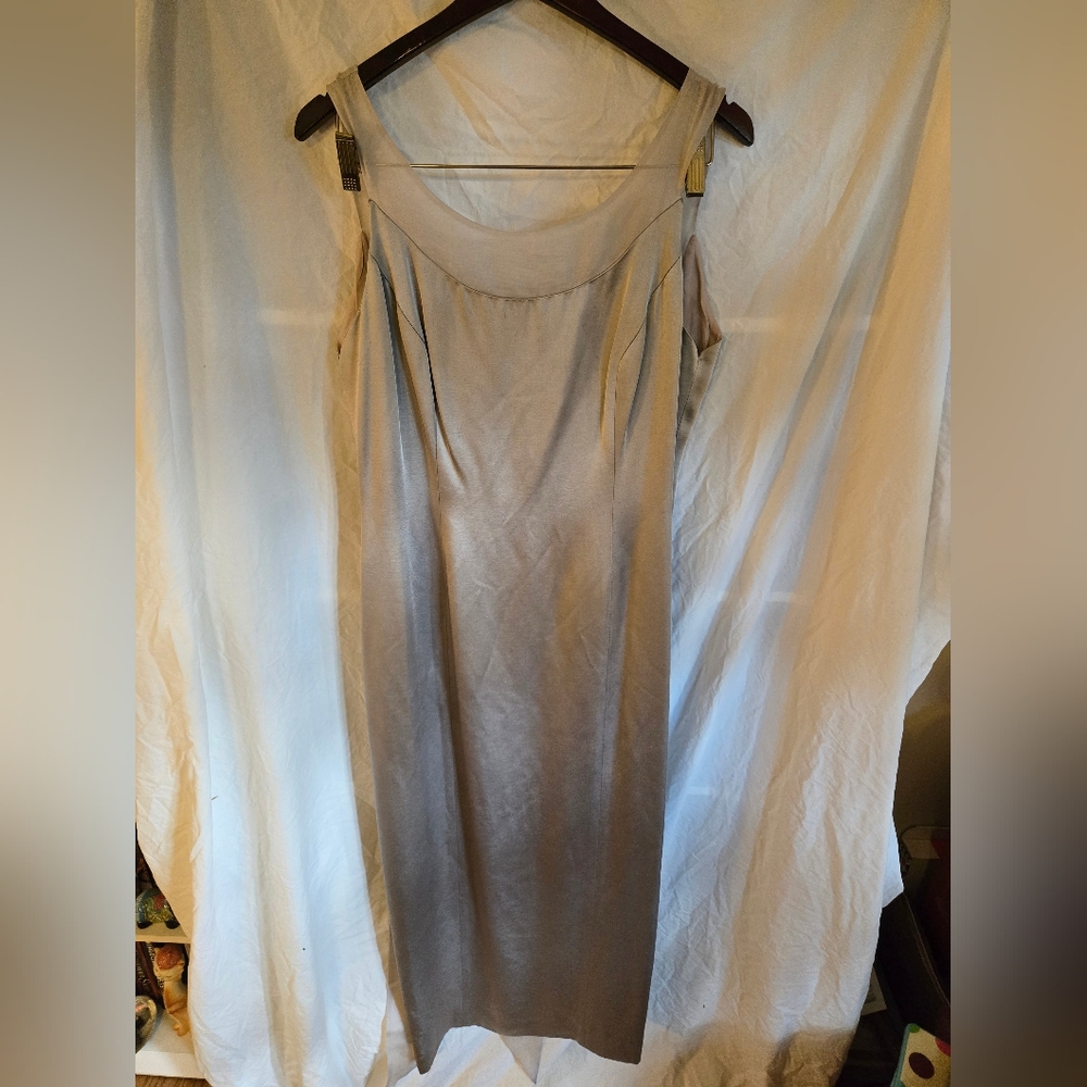 Vintage 90s 100% Silk Gray Gown size Medium